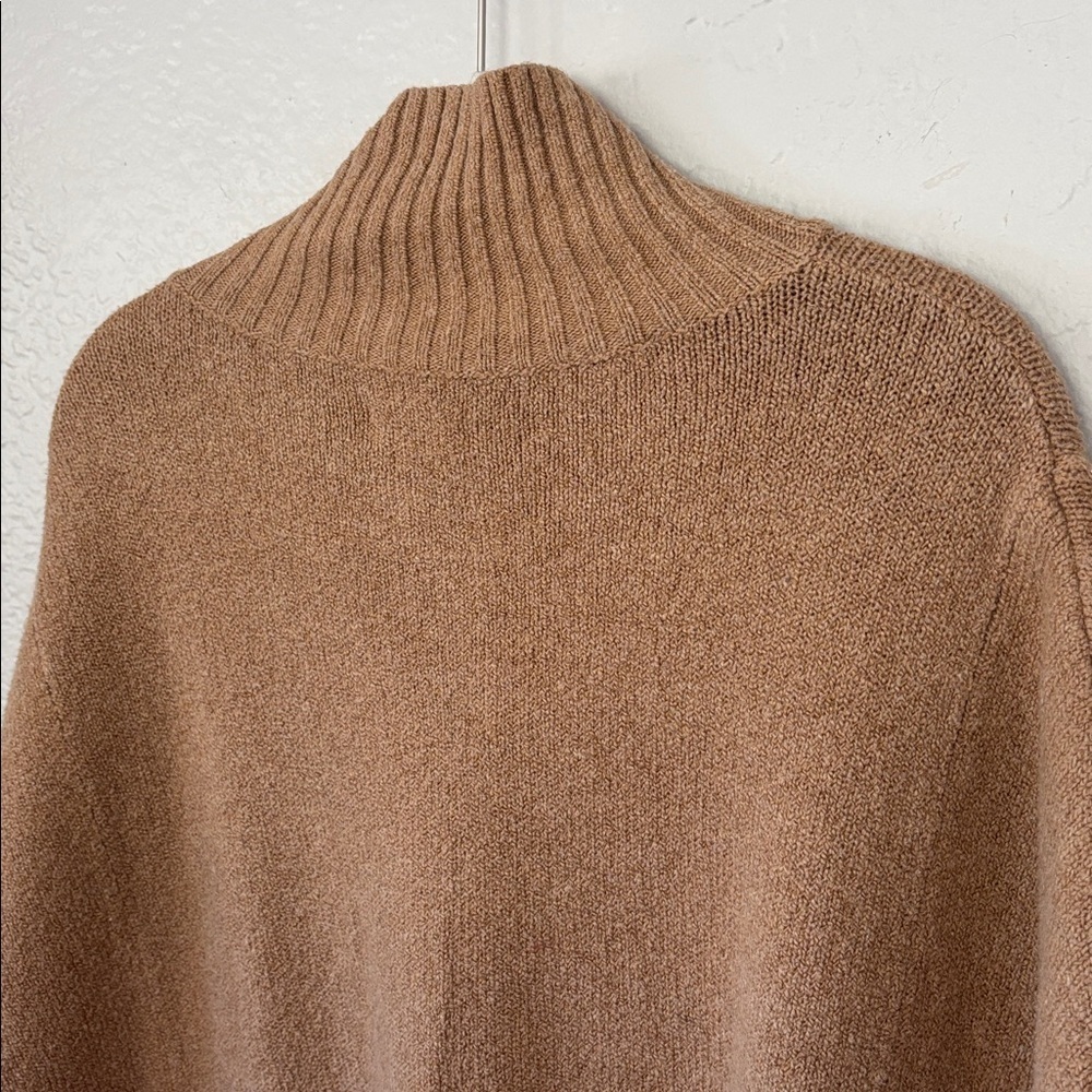 Lou & Grey Camel sleeveless oversized pullover Mock Neck poncho sweater XS/S - Picture 8 of 8